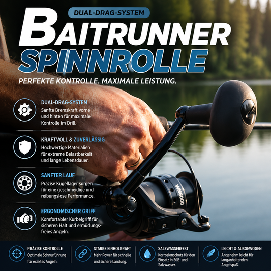 🌀🎣 50% RABATT! Baitrunner-Spinnrolle – Dual-Drag, leise, stabil, für Raubfisch & Friedfisch. 💪