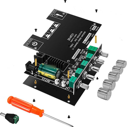 🔊 Bluetooth 5.0 Verstärkermodul 2.1-Kanal – 50W Stereo + 100W Subwoofer | AUX | DIY Lautsprecher & Heimkino ⚡