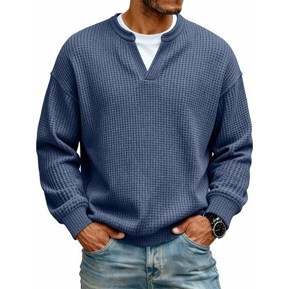 🧩 Layered Look, One Easy Tee | Men's Textured Waffle Long-Sleeve Top