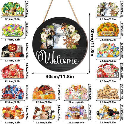 🍂 Magnetic Welcome Sign – 16PCS Seasonal Front Door Decorations